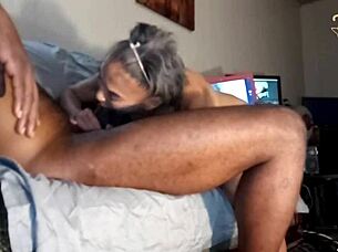 Black man rides mature woman to intense orgasm
