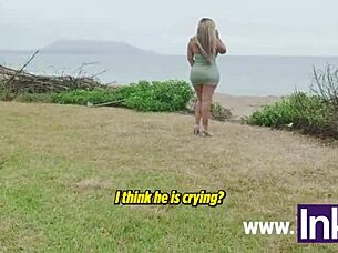 On the streets a mature Mexican woman consents to oral sex with a black man for raw intercourse