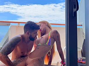 end of year cruise, we fuck on cabin balcony with kevlyn santos, sucking big tits and ass.
