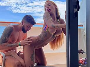 end of year cruise, we fuck on cabin balcony with kevlyn santos, sucking big tits and ass.