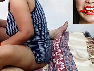 The action of a Desi actress who is removing her clothes, and making oral sex