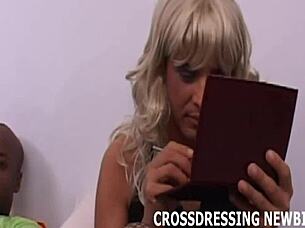 Crossdresser sex: Stroking my cock seductively in loving lingerie