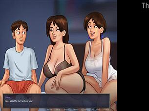 stepmom and her friend fuck stepson hard