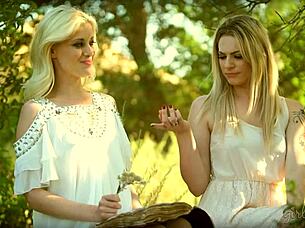 Sensual cunilingus from lesbian lovers Dahlia Sky and Charlotte Stokely