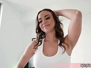 POV Stepmom gives a handjob and wears a pair of very expensive headphones and twerks while she twerks on my cock