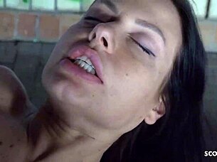 Allatra is a petite MILF who has public sex with a German man in Berlin (including rimjob and facial)
