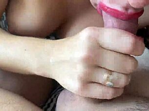 The couple does threesome sex with three men, oral and self pleasure