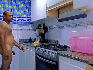 I make coffee in lingerie with amateur neighbor in the kitchen, resulting in a table sexliaison