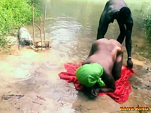 African Doctor Fucks Ebony Whore to Outdoor Orgasm in River - BBC