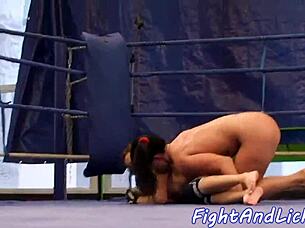 Strip down ladies, lesbians in boxing gear have a steamy catfight