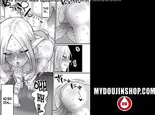 A hot spring themed anime comic with angry mother with perfect round breasts