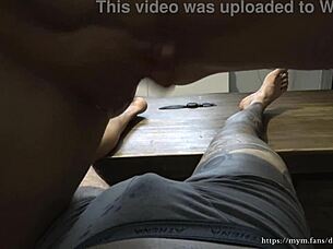 Amateur wife's intimate massage ends in an angry blowjob and squirting