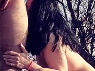 Inexperienced girl lets young man push his cock down her throat