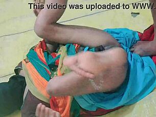 Indian woman in a hot saree masturbating and having sex