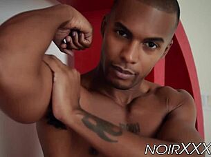 BBC self-pleasure for black gay hunk Jacen Zhu's solo show