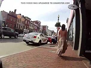 Girlfriend likes to go around town without a bra