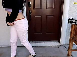 When desperate a solo girl will wee on her jeans