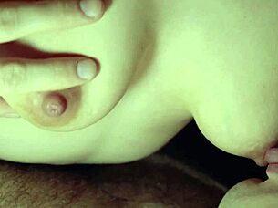 Her petite beauty enjoys tit licking and orgasms