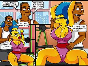 Hot Simpson's MILF Marge is naughty in gym