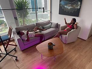 Behind the scenes with stepdaughter's anal play in her stepdad's ass
