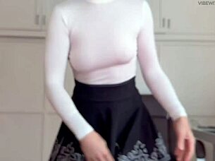 Sexy miniskirt wearing stepmother sexualizes young stepson before joining her husband for nasty three some