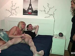 i see deutsche mutter joining caught couple in fucking