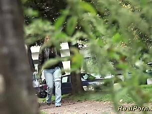 German mom in law gets picked up for outdoor sex
