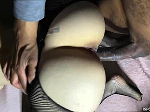 Small petite blonde girl pleasures her friend with his big ebony cock in interracial encounter