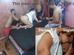 Extremely promiscuous Latina bbw (big boobed) has a leisurely gangbang