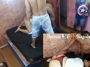 Extremely promiscuous Latina bbw (big boobed) has a leisurely gangbang