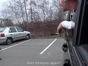 After fight she engages in steamy car encounter with her seductive brunette