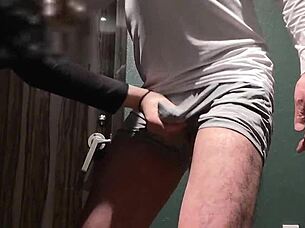 A voluptuous MILF slaps and strokes sissyboy